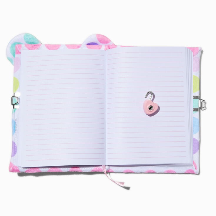 Rainbow Polka Dot Chibi Bear Lock Diary
