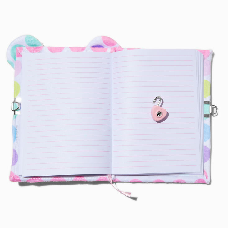 Rainbow Polka Dot Chibi Bear Lock Diary,