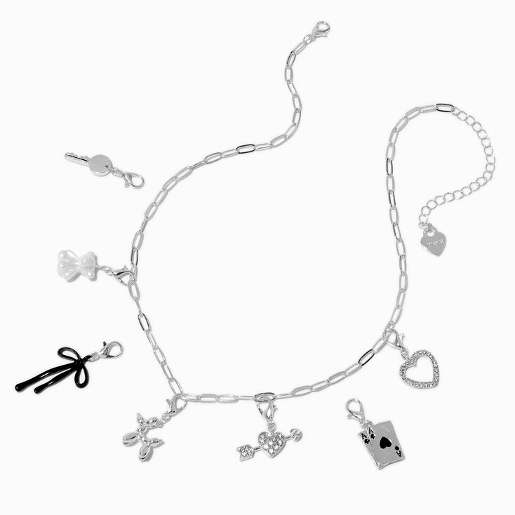 T H E M E x Claire&#39;s Silver-tone Paperclip Chain Bold Charm Necklace,