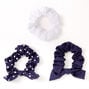 Claire&#39;s Club Small Solid Polka Dot Hair Scrunchies - Navy, 3 Pack,