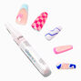 Mushroom Checkered Swirl Squareletto Vegan Faux Nail Set - 24 Pack,