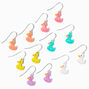 Glitter Rubber Duck 0.5&quot; Drop Earrings - 6 Pack,