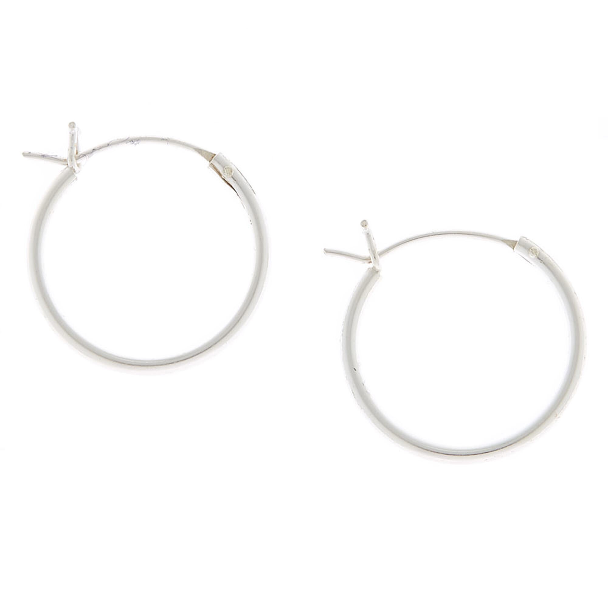 C LUXE by Claire's Sterling Silver 16mm Classic Hoop Earrings,