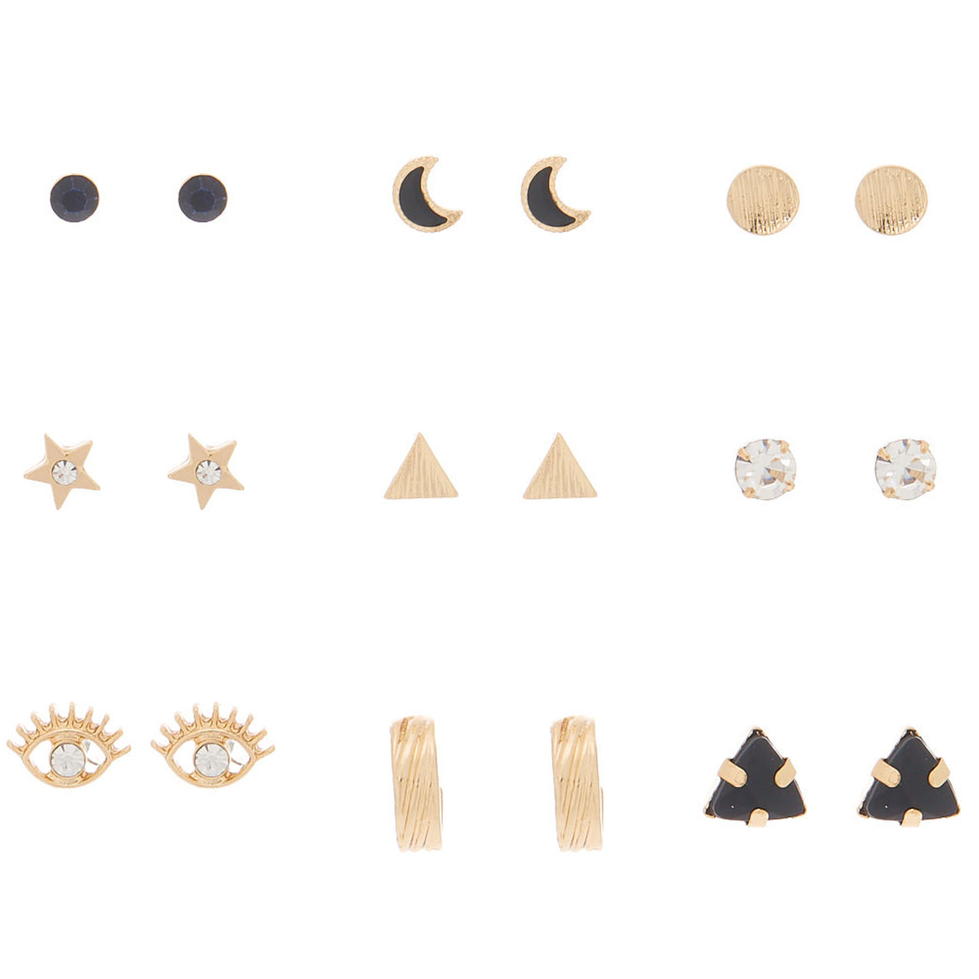Gold Celestial Stud Earrings 9 Pack Claire S Us