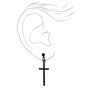 Black 1.5&quot; Basic Cross Drop Earrings,