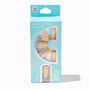 White Daisy Yellow French Tip Squareletto Vegan Faux Nail Set - 24 Pack,