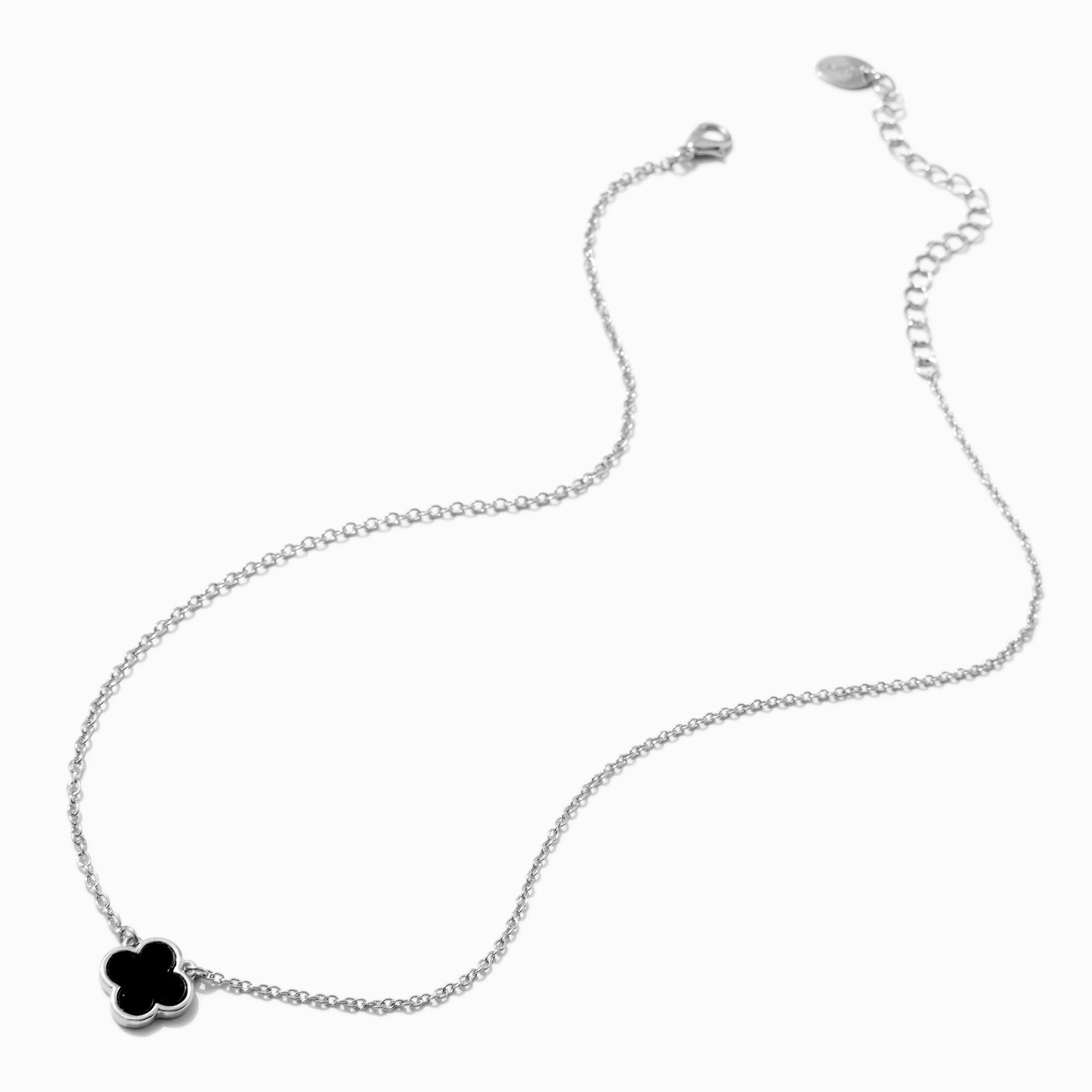 Black Clover Silver-tone Pendant Necklace,