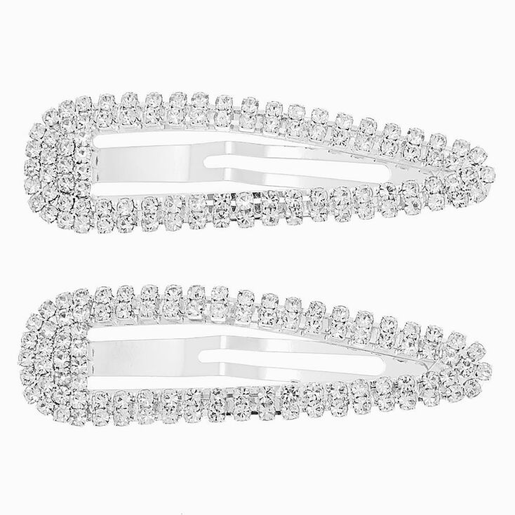 Silver-tone Rhinestone Snap Clips - 2 Pack,