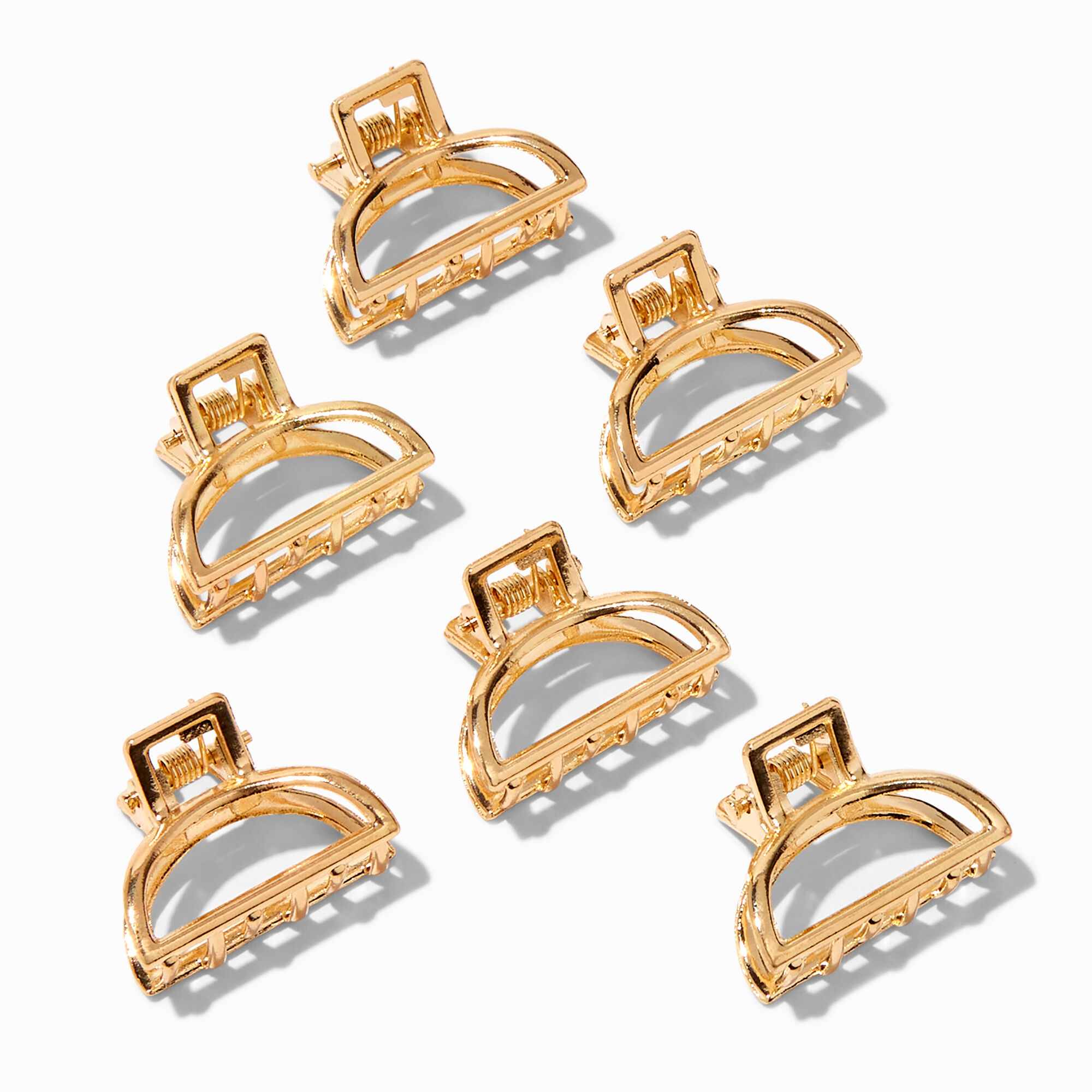 View Claires Arch Cutout Hair Claws 6 Pack Gold information