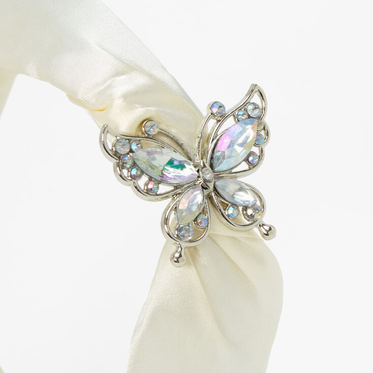 Claire&#39;s Club White Satin Butterfly Gem Headband,