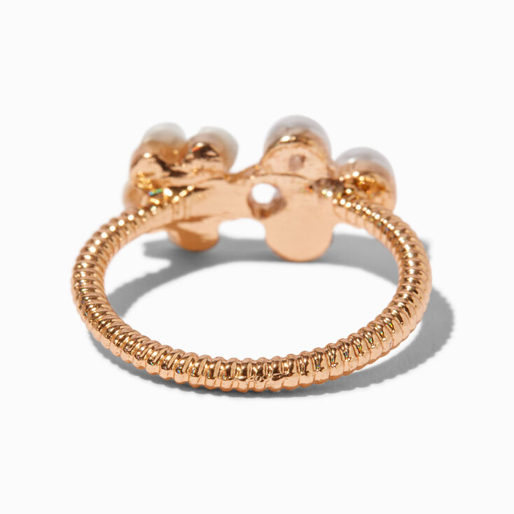 Gold-tone Pearl Flower Ring ,