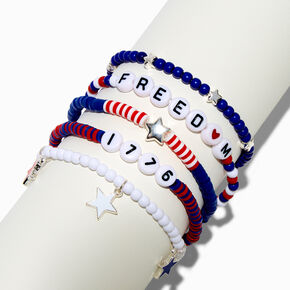 &quot;Freedom&quot; Beaded Stretch Bracelet Set - 5 Pack,