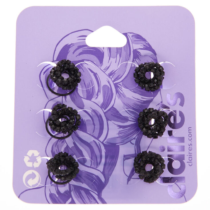 Claire's Spirales à cheveux strass torsadés - Noir, lot de 6