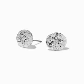 Clous d&rsquo;oreilles dollars des sables couleur argent&eacute;e,