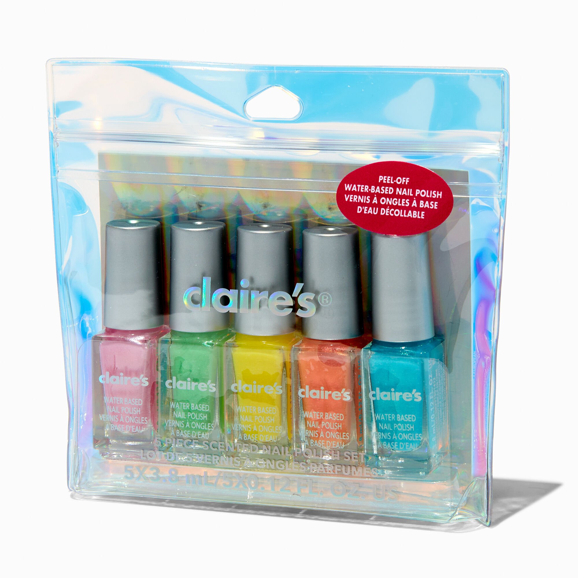View Claires Neon Scented Peel Off Nail Polish Set 5 Pack Rainbow information