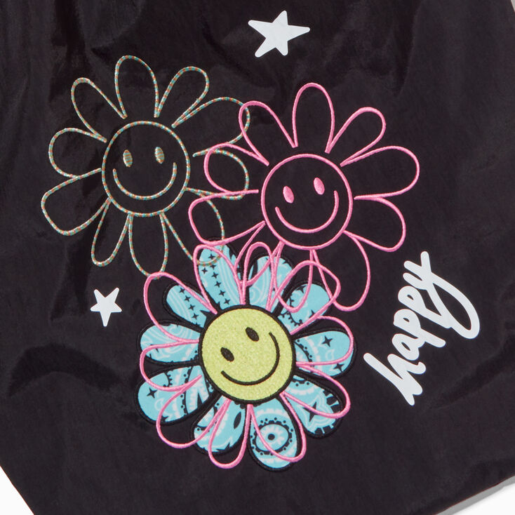 &quot;Happy&quot; Daisy Black Festival Tote Bag,