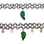 Best Friends Mood Broken Heart Tattoo Choker Necklaces - 2 Pack,