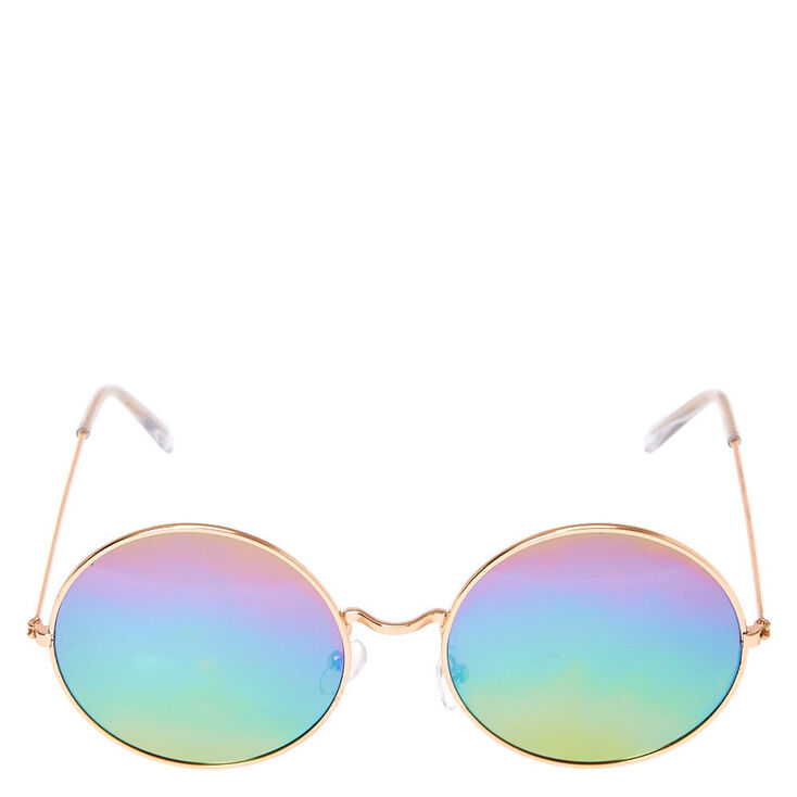 Rainbow Round Sunglasses - Rose Gold,