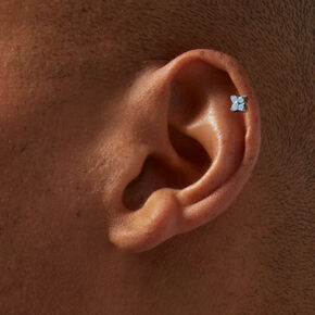 Silver Titanium 16G Opal &amp; Crystal Cartilage Stud Earrings - 3 Pack,
