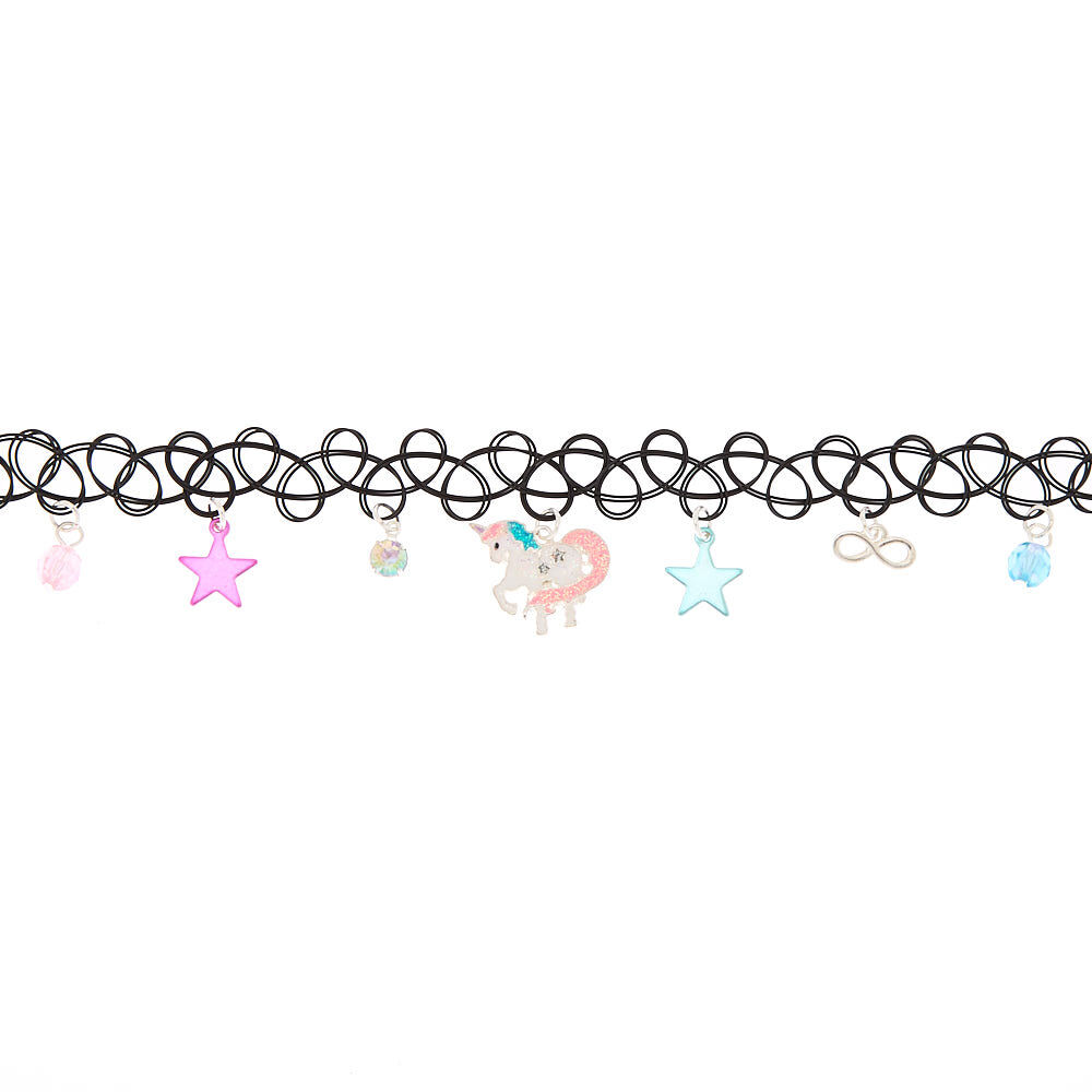 Unicorn Star Tattoo Choker Necklace,
