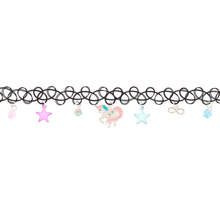 Unicorn Star Tattoo Choker Necklace,