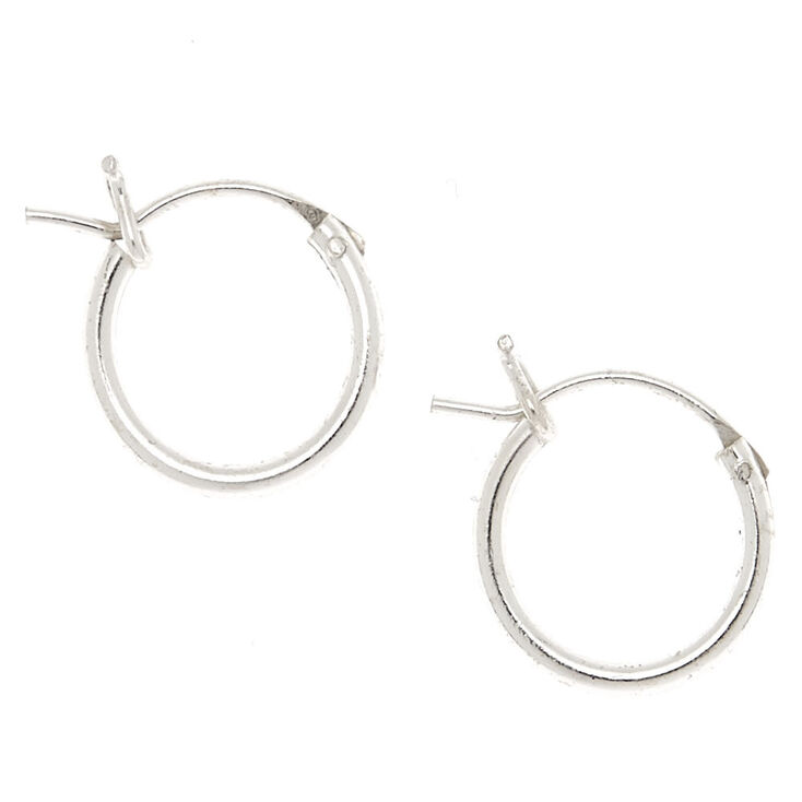 Sterling Silver 10MM Hinge Hoop Earrings,