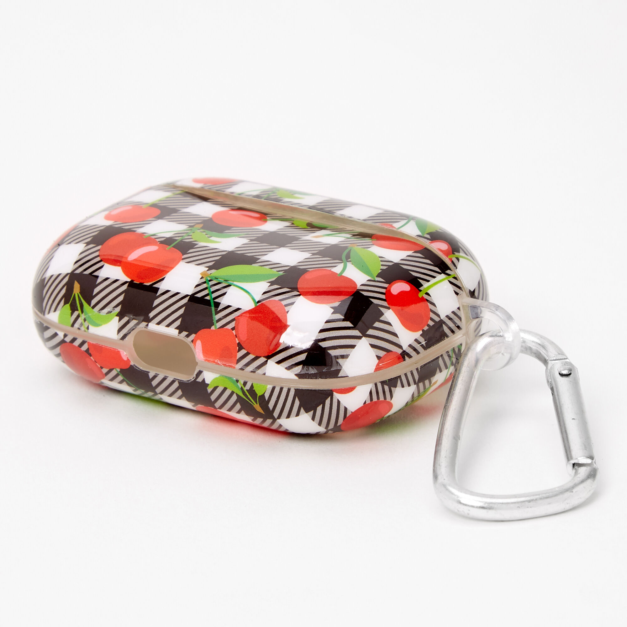 Étui pour écouteurs cerise motif à carreaux vichy - Compatible avec les AirPods® de Apple,