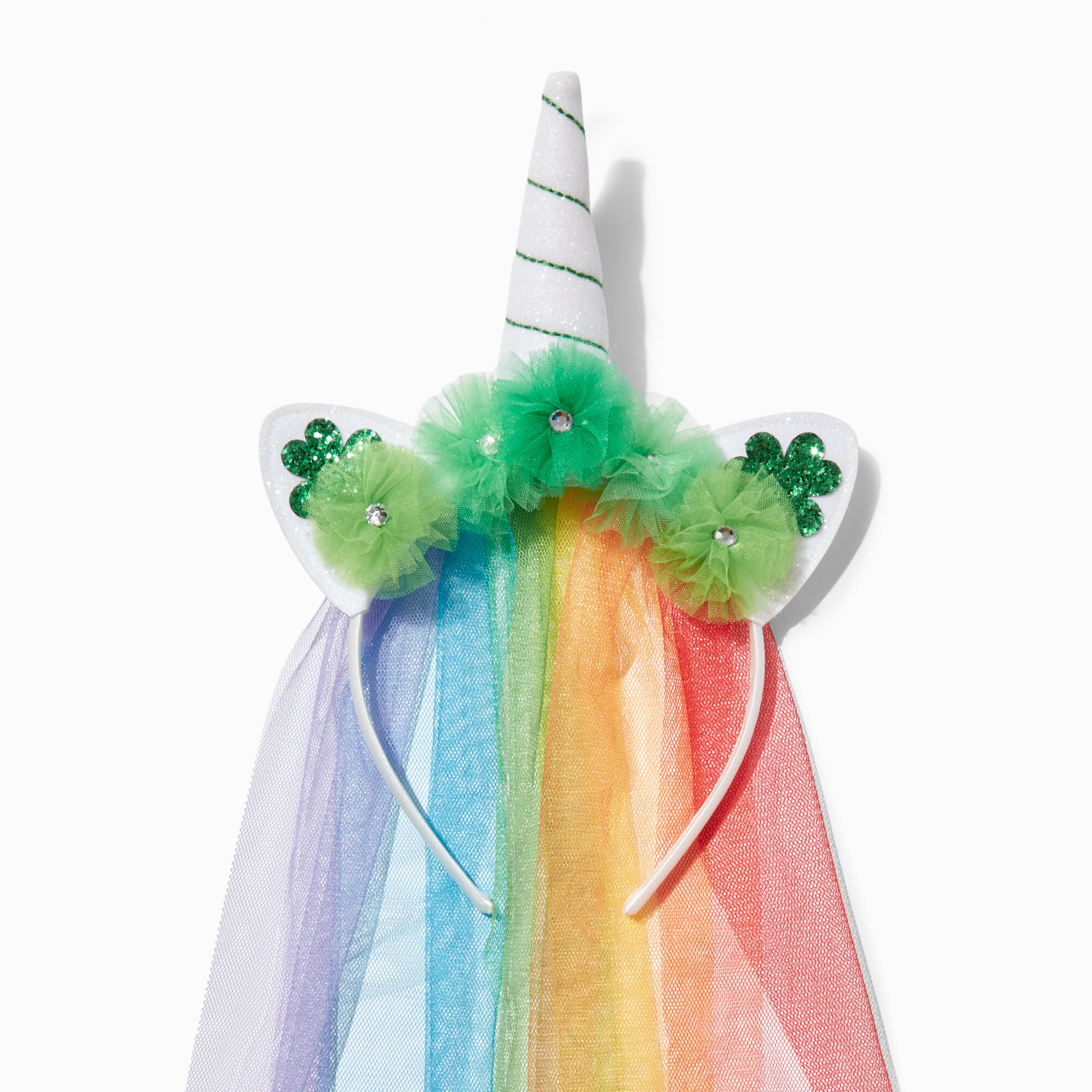 St. Patrick's Day Unicorn Rainbow Veil Headband,