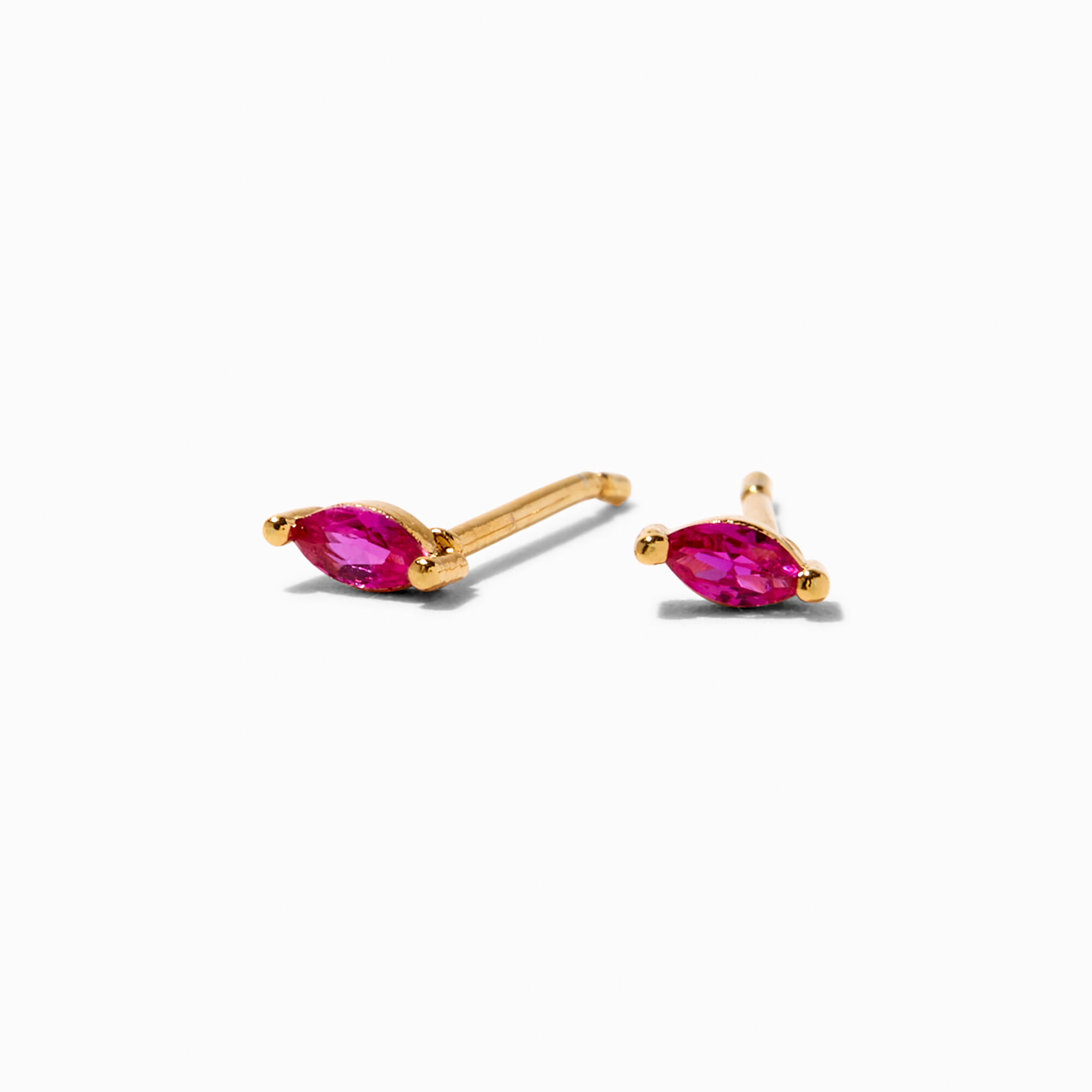 View C Luxe By Claires 18K Gold Plated Fuchsia Cubic Zirconia Marquise Stud Earrings Yellow information