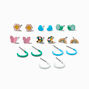 Bright Pastel Summer Fun Mixed Stud &amp; Hoop Earrings - 9 Pack,