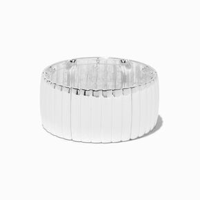 Silver-tone Thick Ribbed Stretch Bracelet ,