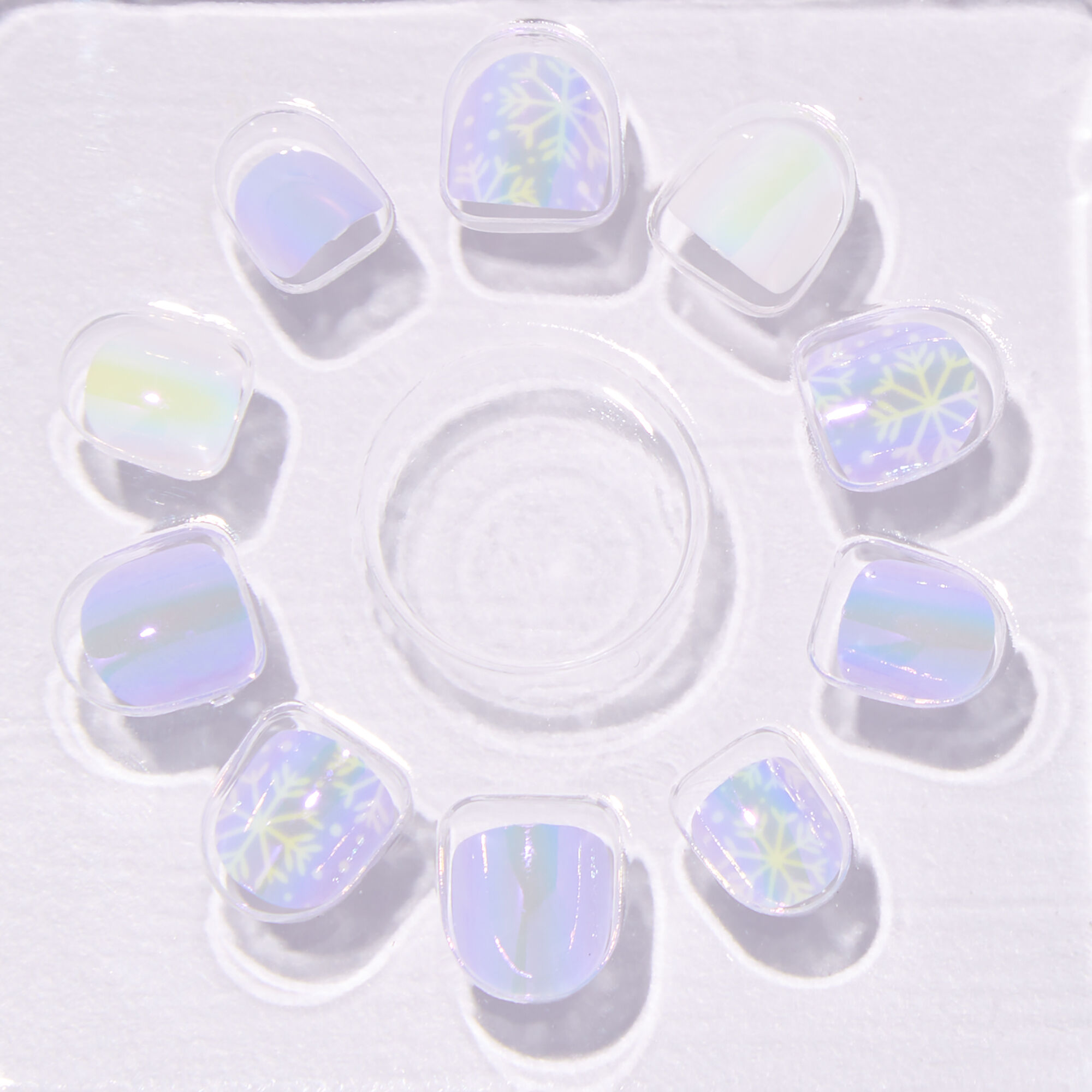 Claire's Club Purple Snowflake Square Press On Vegan Faux Nail Set - 10 Pack,