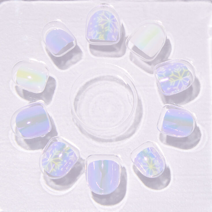 Claire&#39;s Club Purple Snowflake Square Press On Vegan Faux Nail Set - 10 Pack,