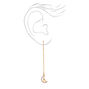 Gold 2.5&quot; Star Crescent Moon Threader Drop Earrings,
