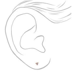 Clous d&rsquo;oreilles ronds avec strass en zircon cubique d&rsquo;imitation en titane couleur dor&eacute; rose - 2&nbsp;mm,