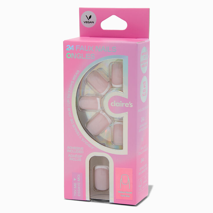 French Tip Medium Square Vegan Faux Nail Set - 24 Pack,