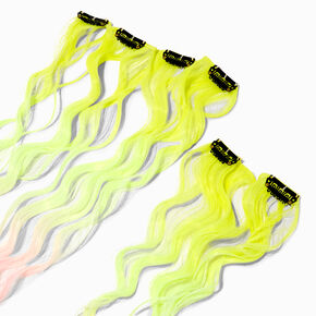 Pastel Rainbow Curly Faux Hair Clip In Extensions - 4 Pack,