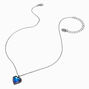 Blue Melting Heart Silver-tone Pendant Necklace,