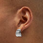 Silver-tone Illusion Bean Stud Earrings,