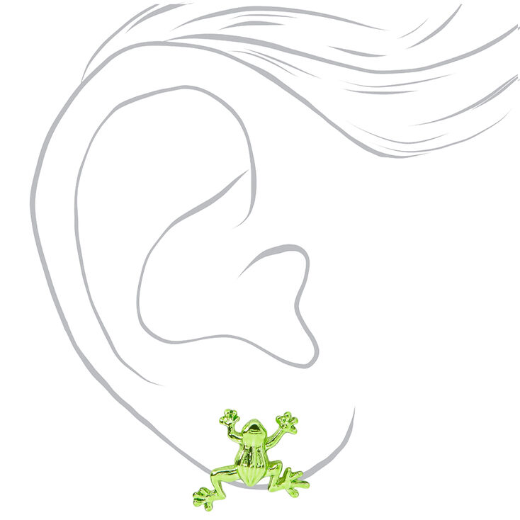 Clous d&rsquo;oreilles grenouille verts,