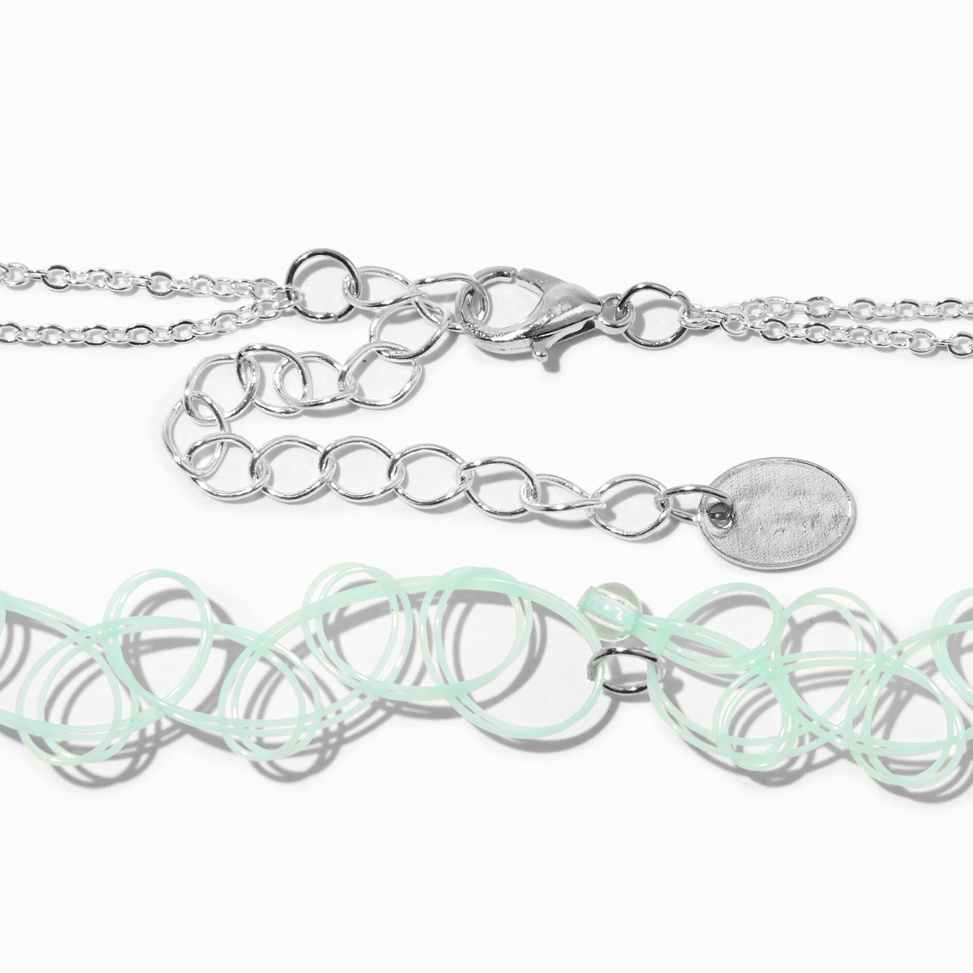 Claire's Club Yeti Silver Multi Strand Choker Necklaces - 3 Pack,