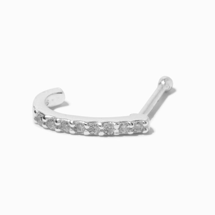 22G Sterling Silver Cubic Zirconia Pav&eacute; Nose Hoop,