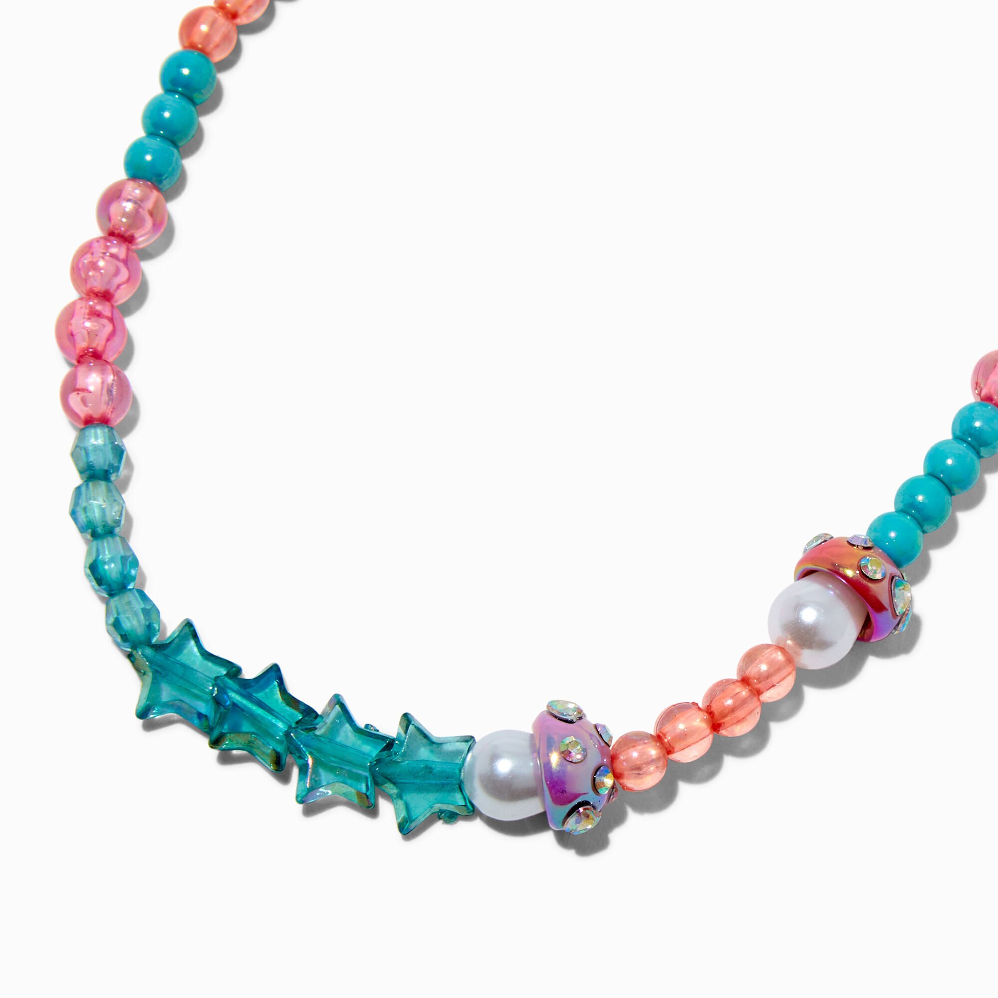 Claire's Club Star & Mushroom Beaded Stretch Necklace,