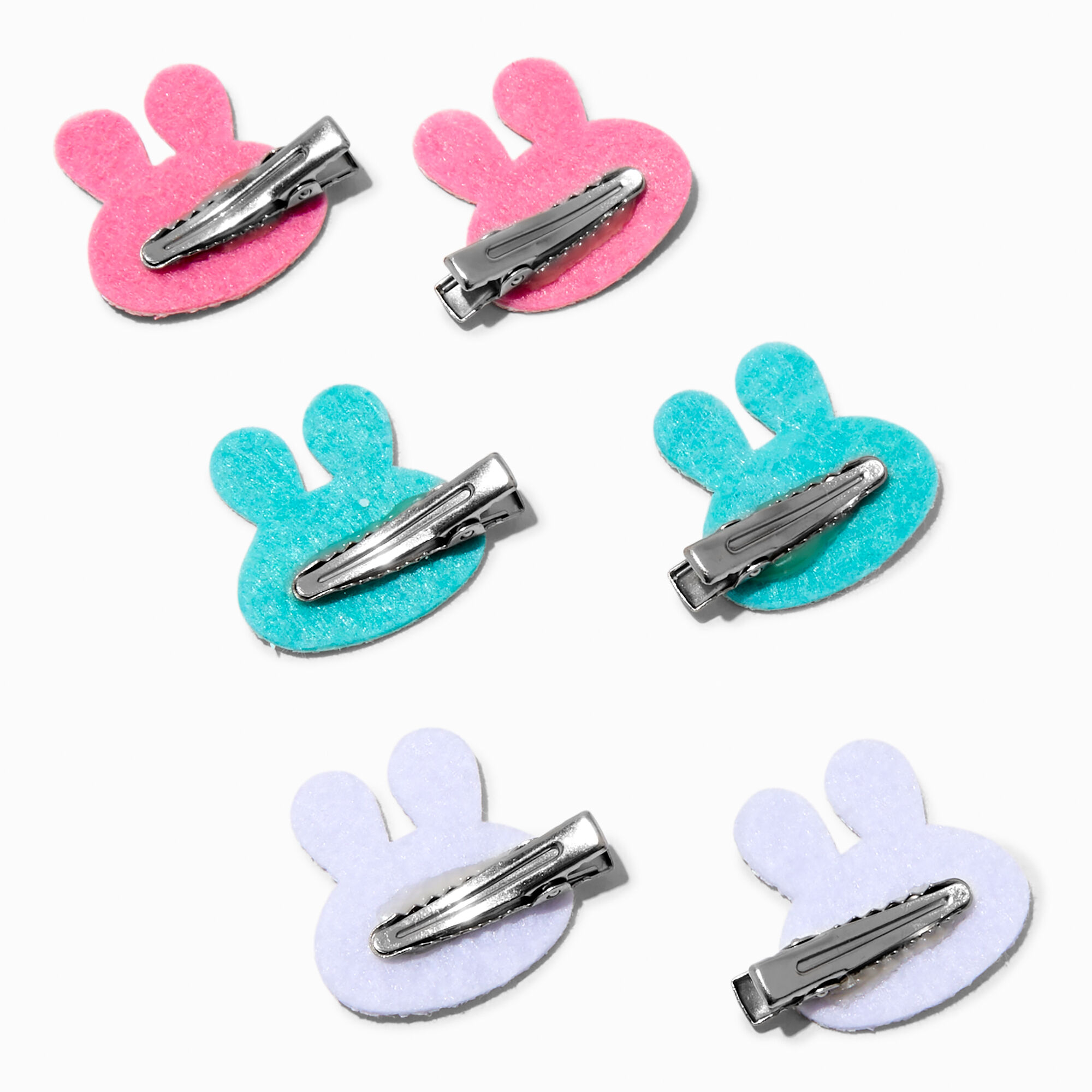 Claire's Club Bunny Head Hair Clips - 6 Pack,