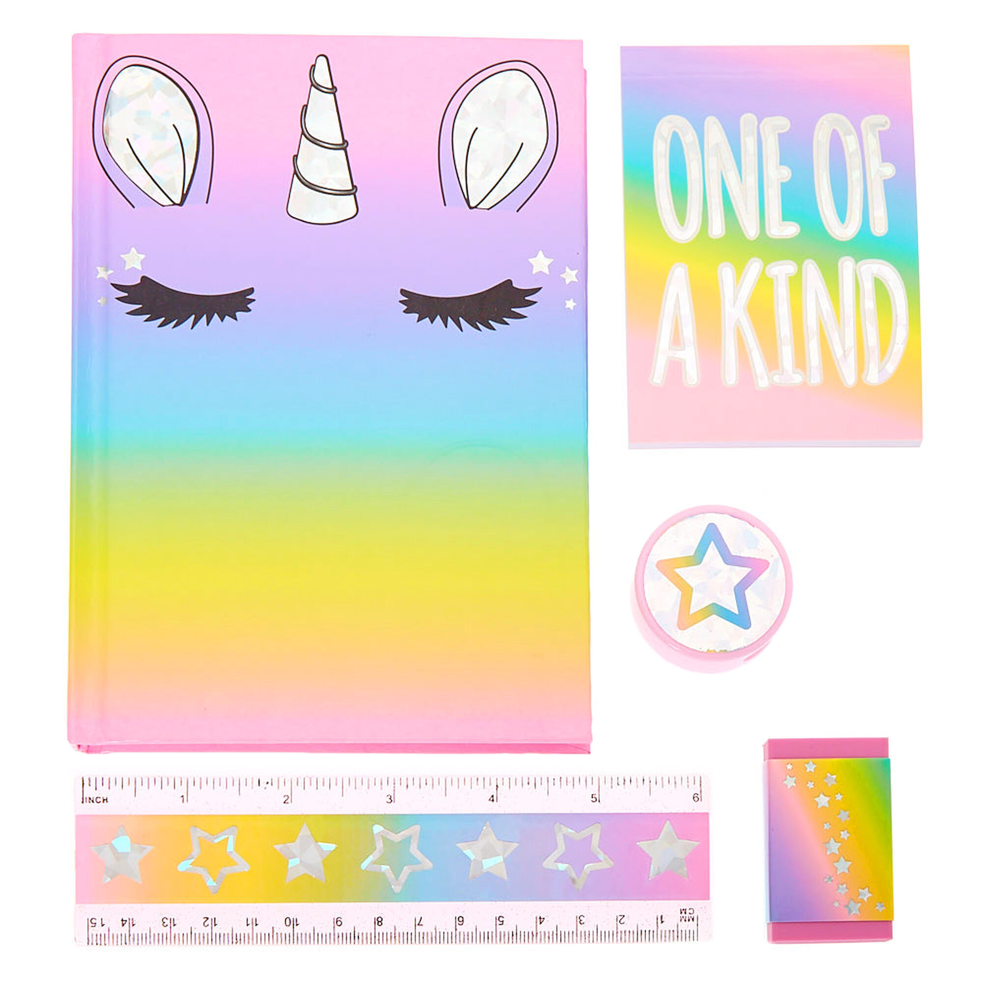 pastel rainbow unicorn stationery set claires