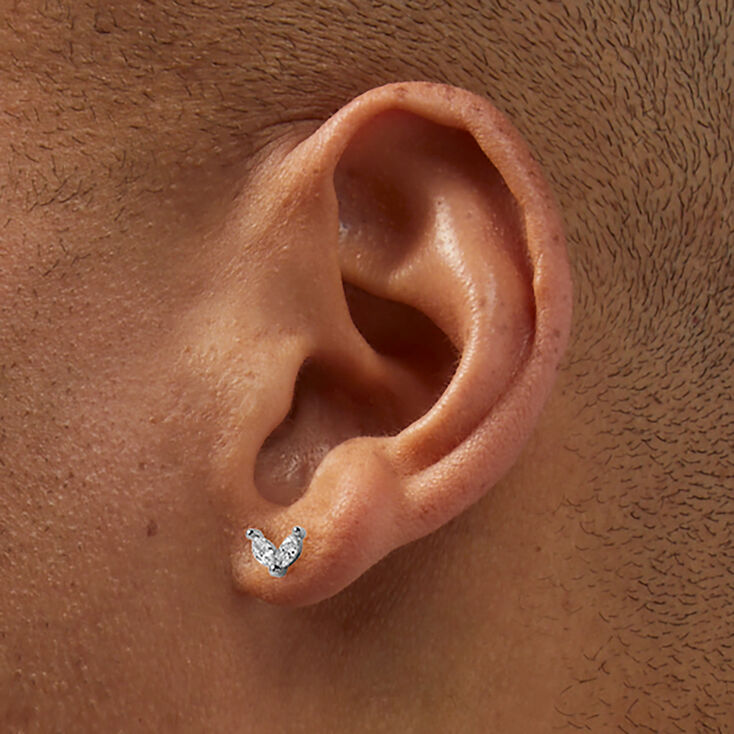 Clous d&rsquo;oreilles en zircon cubique couleur argent&eacute;e - Lot de 3,