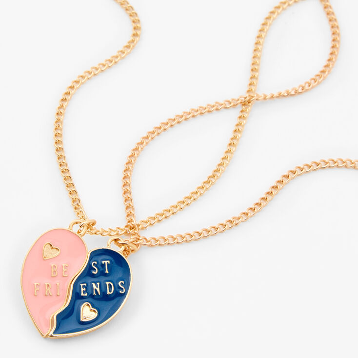 Best Friends Break Apart Heart Pendant Necklaces - 2 Pack,
