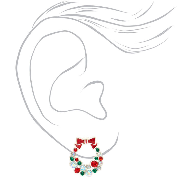 Clous D Oreilles Couronne De Noel Decoree Couleur Argentee Claire S Fr