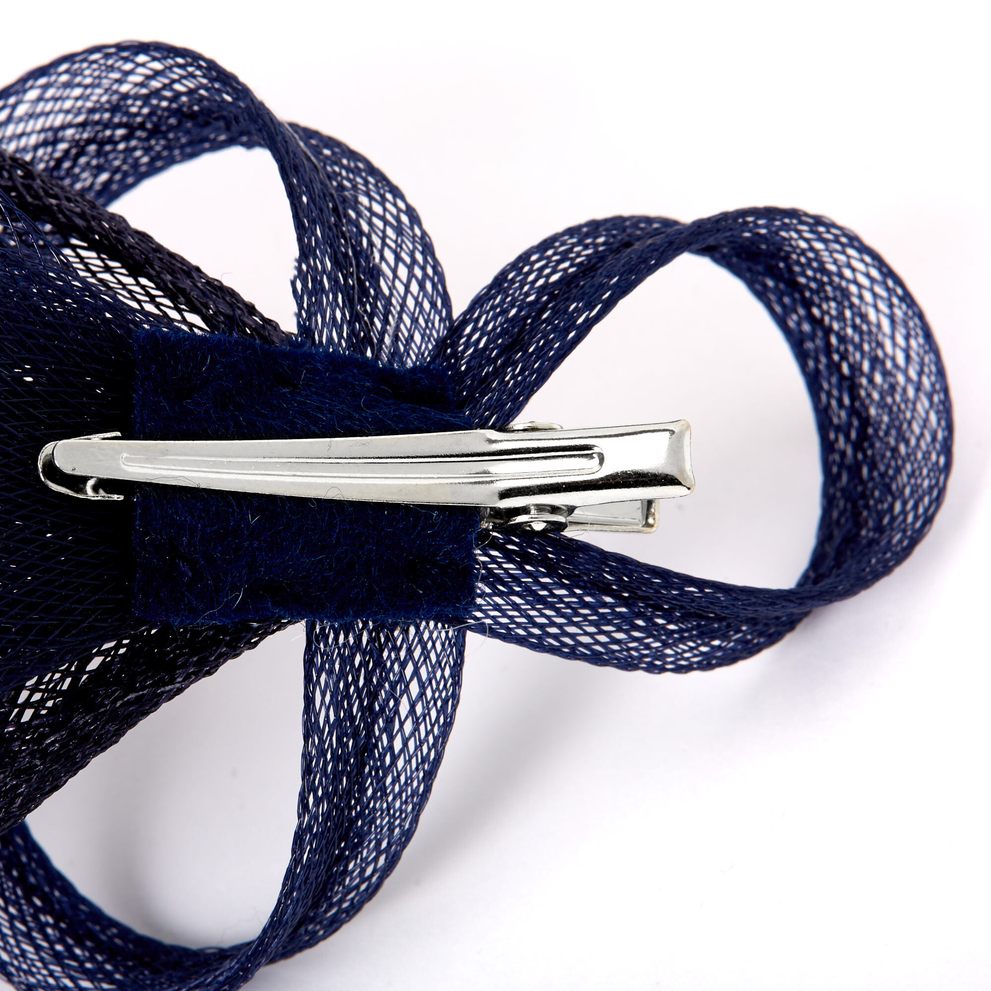 Embellished Teardrop Fascinator Hair Clip - Navy,
