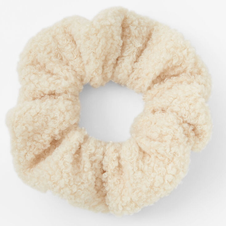 Medium Ivory Teddy Hair Scrunchie,